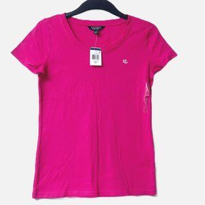 NWT! Ralph Lauren‎ Women's Crew Neck Logo Tee Hot Pink Small